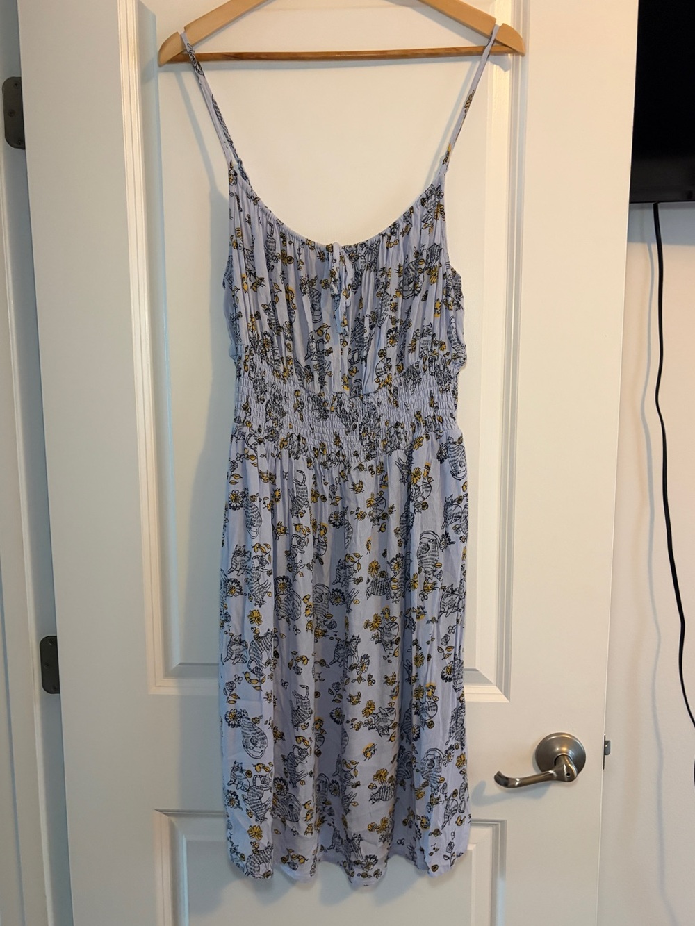 ModCloth | Light Blue Floral Cat Print Midi Dress